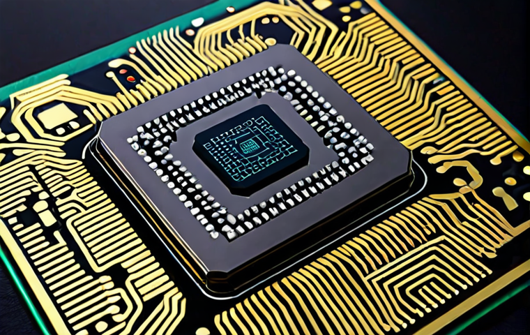 ** A futuristic AI chip design. The chip glows with energy efficiency, showcasing neuromorphic computing elements and ReRAM (Resistive RAM) modules. Visualize a clean, minimalist design with Arabic script subtly integrated into the circuitry. Focus on the themes of low-power consumption and advanced technology.

**