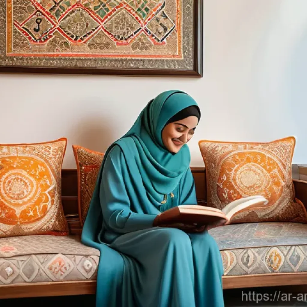 AI 성능 향상을 위한 전이 학습 기법 - A warm and inviting living room scene in a contemporary Arab home. A mother, elegantly dressed in a ...