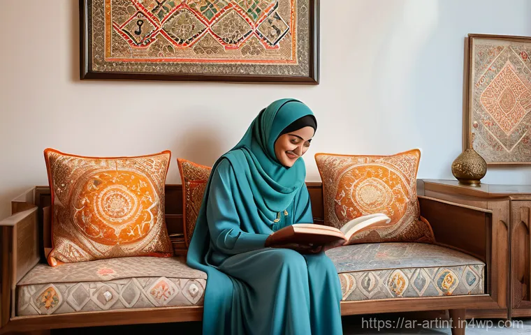 AI 성능 향상을 위한 전이 학습 기법 - A warm and inviting living room scene in a contemporary Arab home. A mother, elegantly dressed in a ...