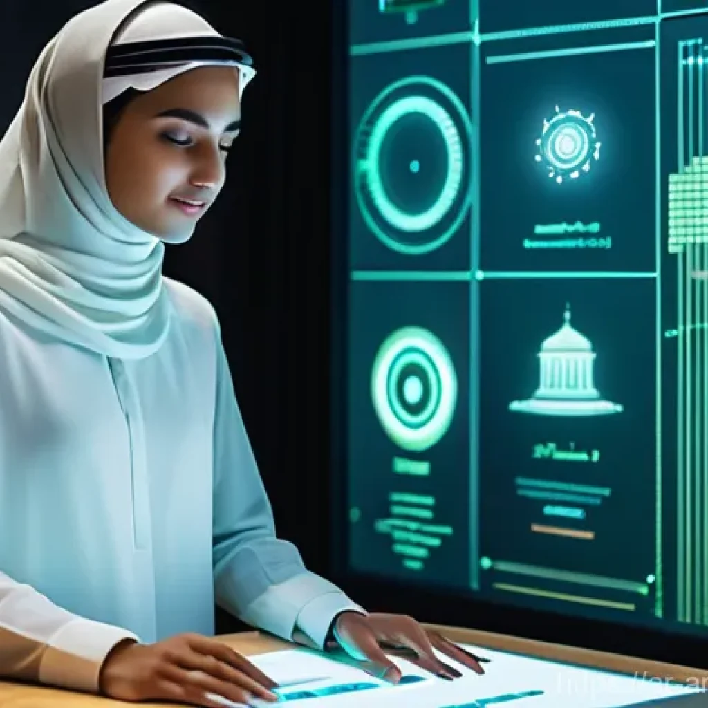 AI 최적화를 위한 대규모 데이터셋 활용법 - **Prompt:** A vibrant, futuristic library or learning center in a modern Arab city. A curious and in...