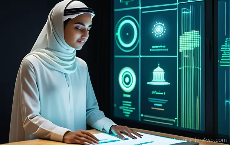 AI 최적화를 위한 대규모 데이터셋 활용법 - **Prompt:** A vibrant, futuristic library or learning center in a modern Arab city. A curious and in...
