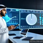 Home 20 온디바이스 AI의 사용자 맞춤형 최적화 기법 - A detailed, futuristic workspace scene featuring an Arab professional using a smart device with AI-p...
